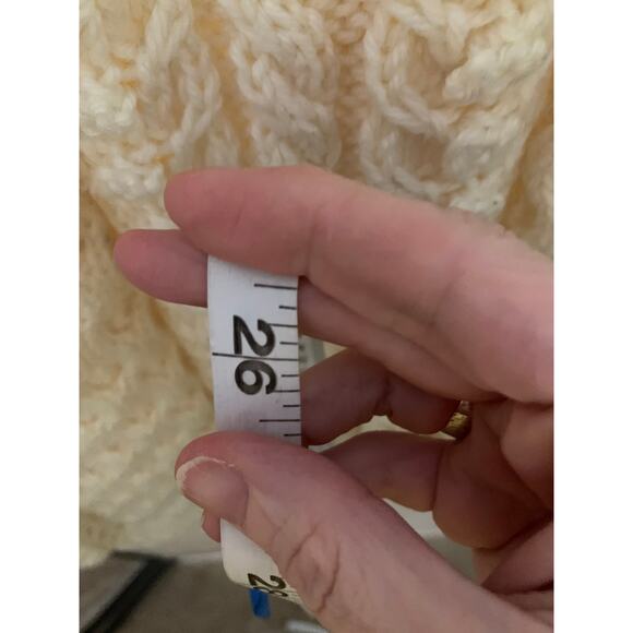 Vintage Hand Knit 1980's Button Down Cardigan Sweater in Ivory - Picture 7 of 7